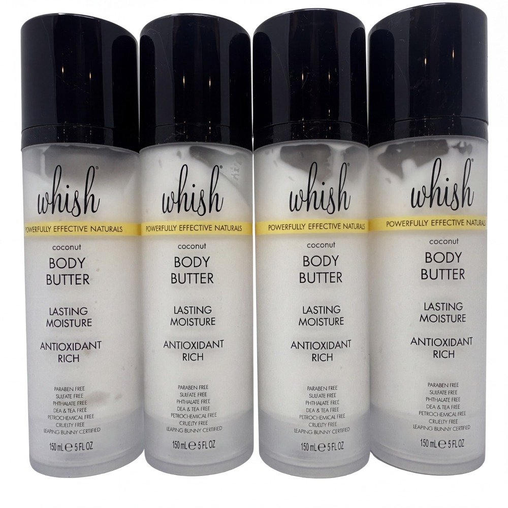 4 Pack Whish Coconut Body Butter Lasting Moisture Antioxidant Rich 5 fl oz